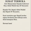 Surat Terbuka Masyarakat Riau  Untuk Gubernur dan Wakil Gubernur Riau