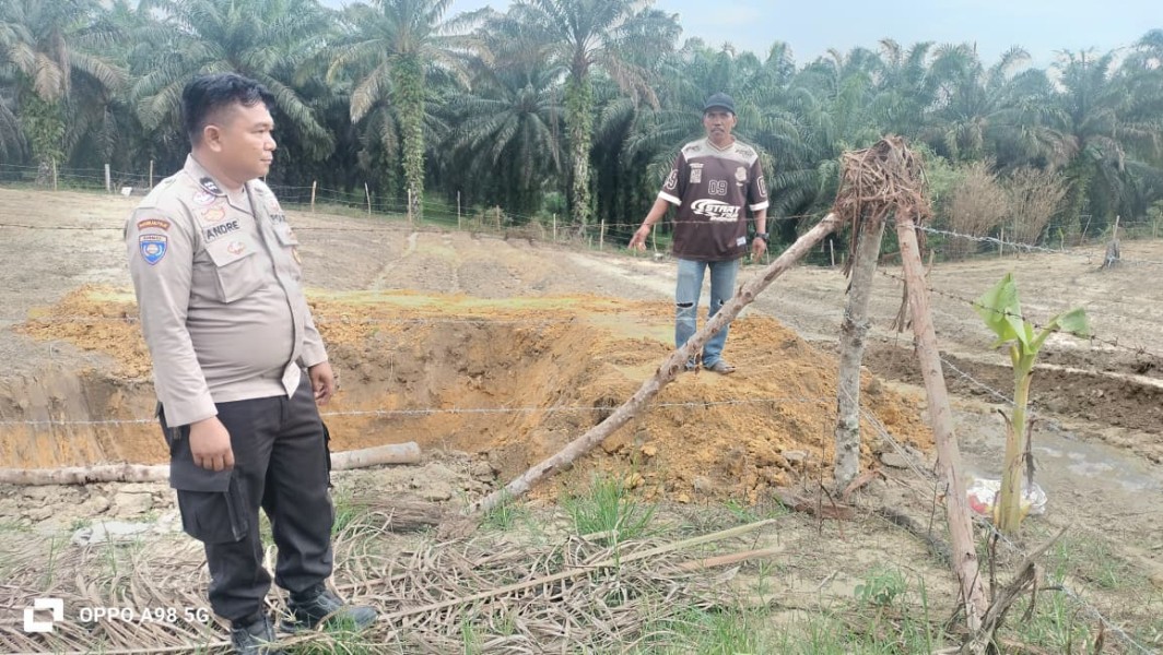 Polsek Minas Tinjau Lahan Jagung Pipil dan Pembangunan Empat Kolam Air Program Ketahanan Pangan di Kampung Rantau Bertuah