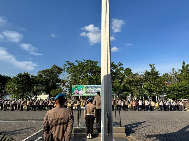 Polres Inhu Gelar Apel Gabungan Pengamanan Malam Takbiran Iduladha 1447 H Bersama TNI dan Pemda