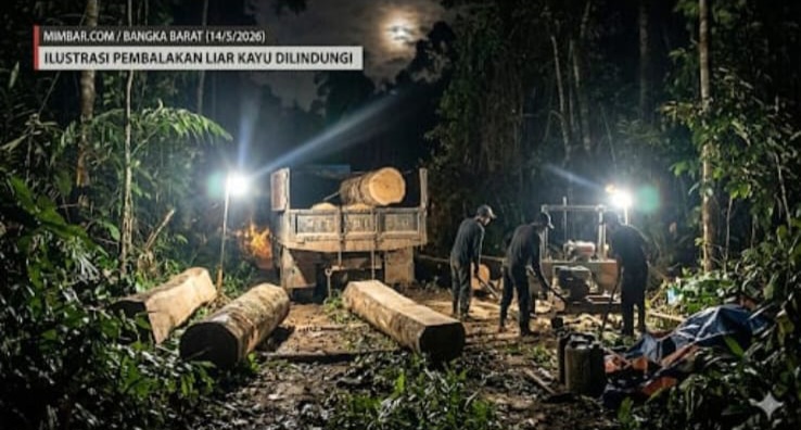 Pembalakan Liar Kayu Dilindungi Diduga Marak di Hutan Desa Bulin, Bangka Barat